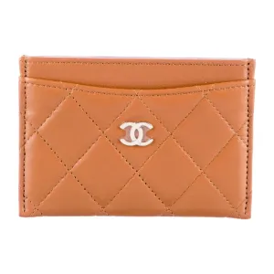Chanel Small Interlocking CC Logo Card Holder Brown Caviar Leather Gold Hardware