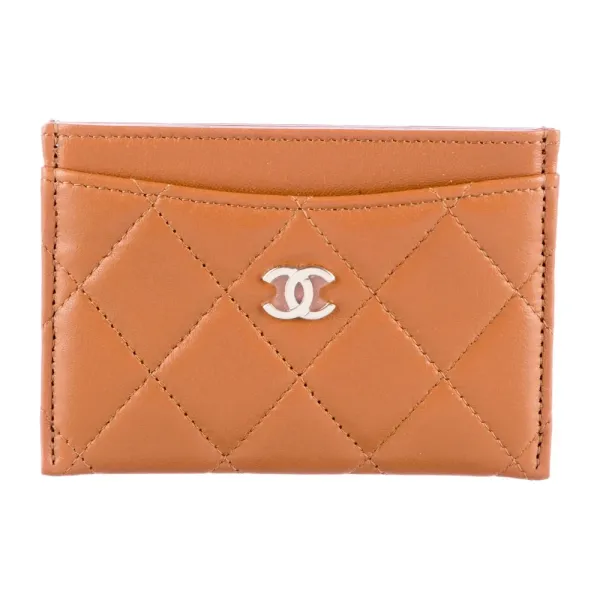 Chanel Small Interlocking CC Logo Card Holder Brown Caviar Leather Gold Hardware
