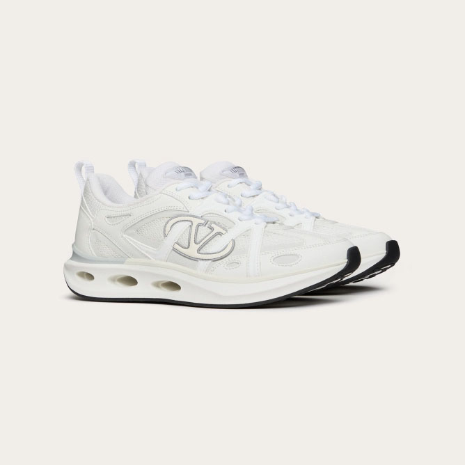 VALENTINO Tênis femininos em couro de bezerro e tecido