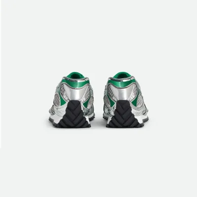 Bottega Veneta Orbit Sneakers In Silver/Green Technical Fabric And Mesh Lace-Up Sneaker