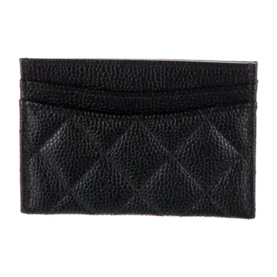 Chanel Small Classic Card Holder Interlocking CC Logo Card Holder Black Caviar Leather Gold Hardware