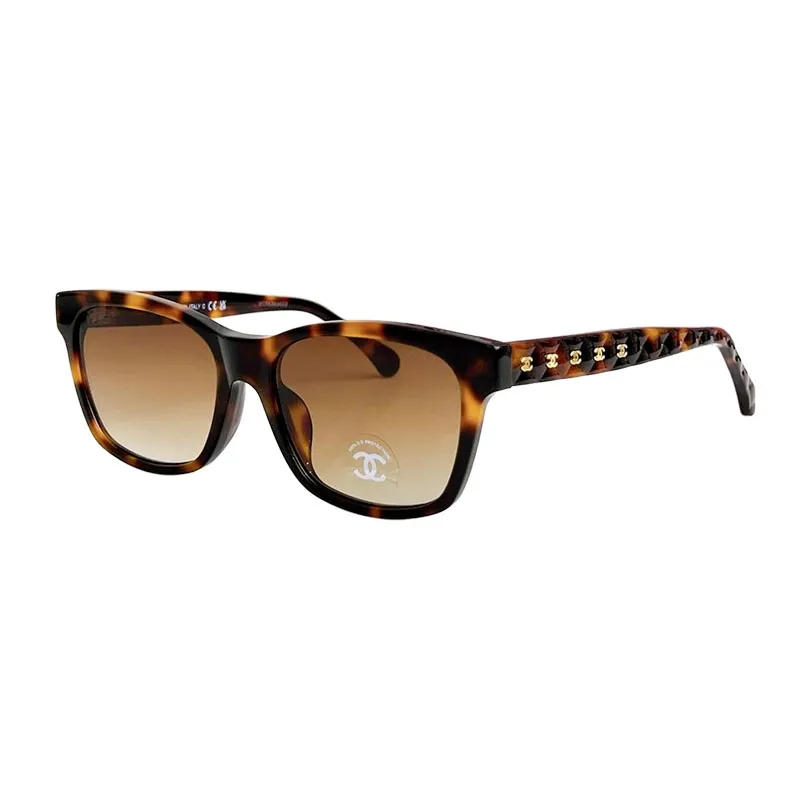 CHANEL square frame glasses leopard-print brown color size 58口17-140