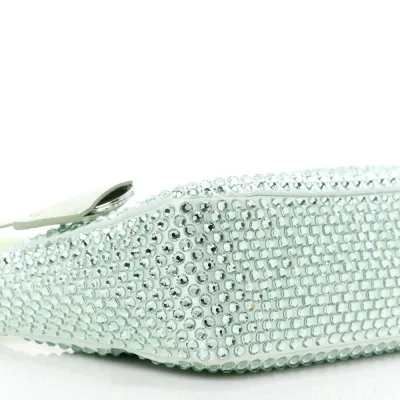 Prada Mini Re-Edition 2000 Bag Acqua Satin & Crystal