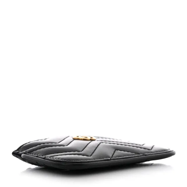 Gucci Small GG Marmont Key Case Black Calfskin Matelassé Leather Gold Hardware - Image 4