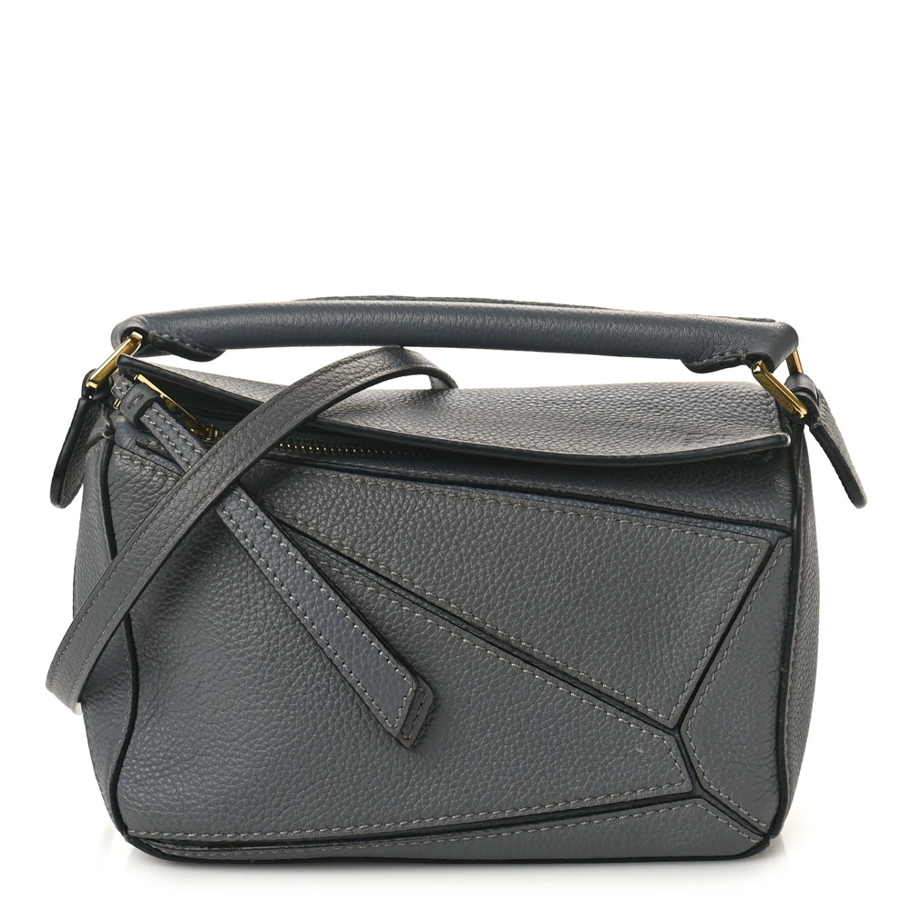 Bolsa Loewe Puzzle Edge Mini em Couro Bezerro de Grão Macio Gunmetal