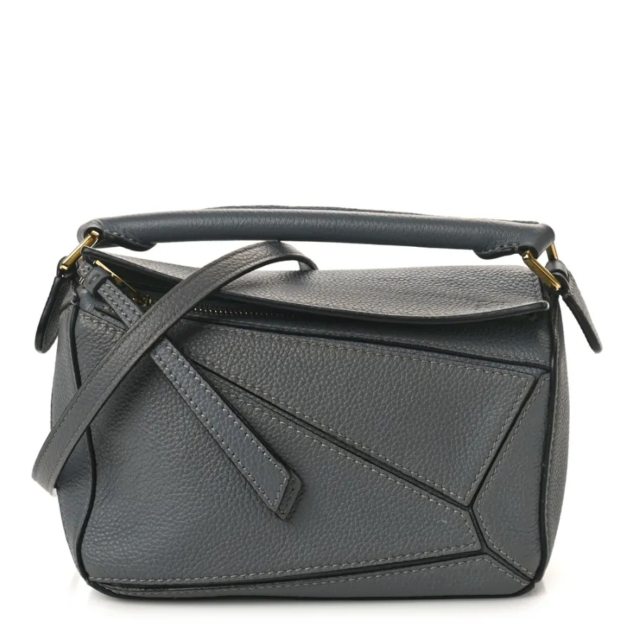 Loewe Puzzle Edge Bag Mini Gunmetal Soft Grained Calfskin Leather
