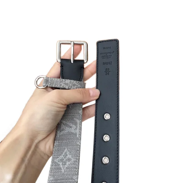 Louis Vuitton Women's D-Ring Raffia Belt In Grey Monogram Canvas With Silver Hardware 30mm - Image 4