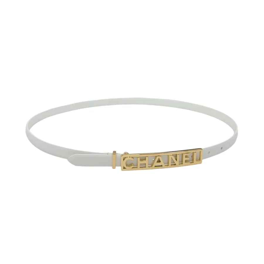 Chanel Women's Rectangled Buckle Belt In Black/White/Brown/Red Calfskin With Gold Hardware 15mm