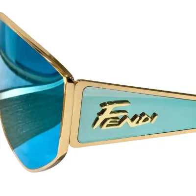 Fendi Mask glasses mirrored blue/rose gold/black/yellow color Size 70-2-150