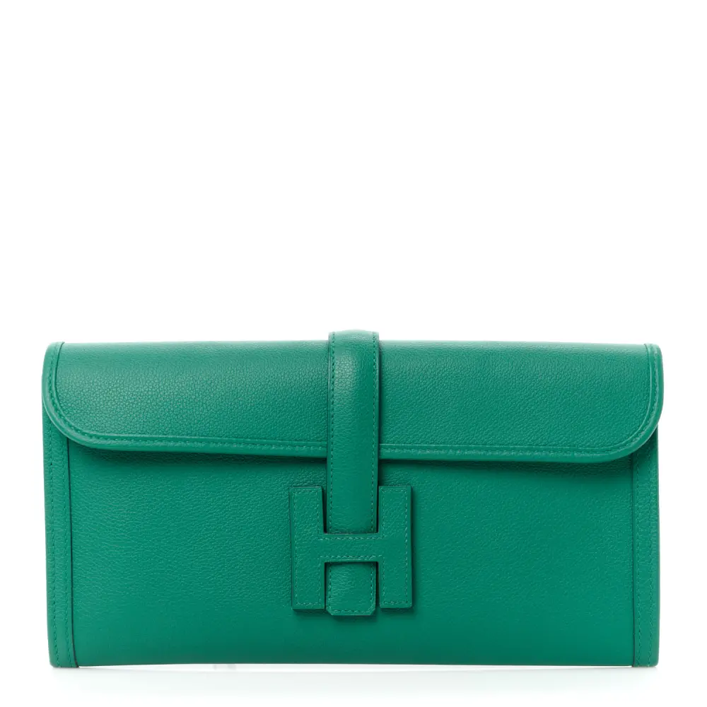 Hermès Jige Elan 29 Clutch Vert Vertigo em Couro Evercolor