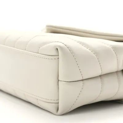 Saint Laurent Mini Loulou Crossbody Bag Crema Soft Y-Quilted Monogram Calfskin Leather Silver Hardware