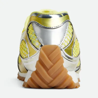 Bottega Veneta Orbit Sneakers In Yellow/Silver Technical Fabric And Mesh Lace-Up Sneaker