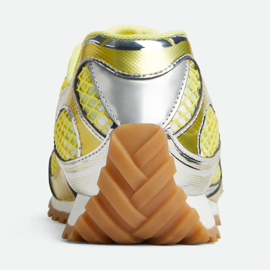 Bottega Veneta Orbit Sneakers In Yellow/Silver Technical Fabric And Mesh Lace-Up Sneaker