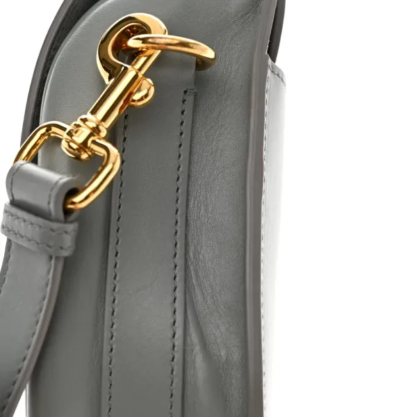 Dior Medium Bobby Flap Bag Grey Box Calfskin Leather Brass Hardware - Image 10