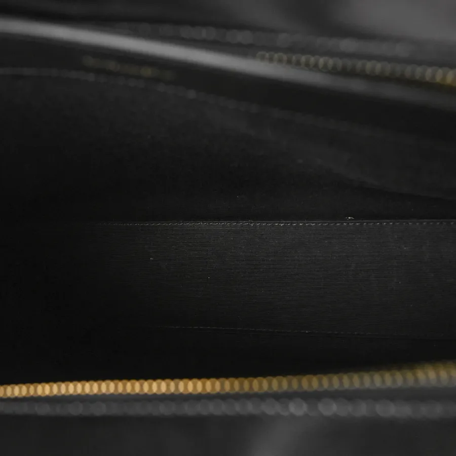 Saint Laurent Medium Uptown Tote Black Shiny Calfskin Leather Gold Hardware