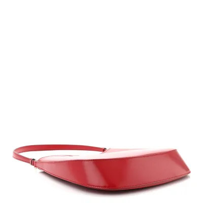 Prada Medium Cleo Shoulder Bag Scarlatto/Black Spazzolato Leather Silver Hardware