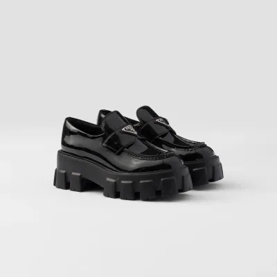 PRADA Black Monolith patent leather Loafers