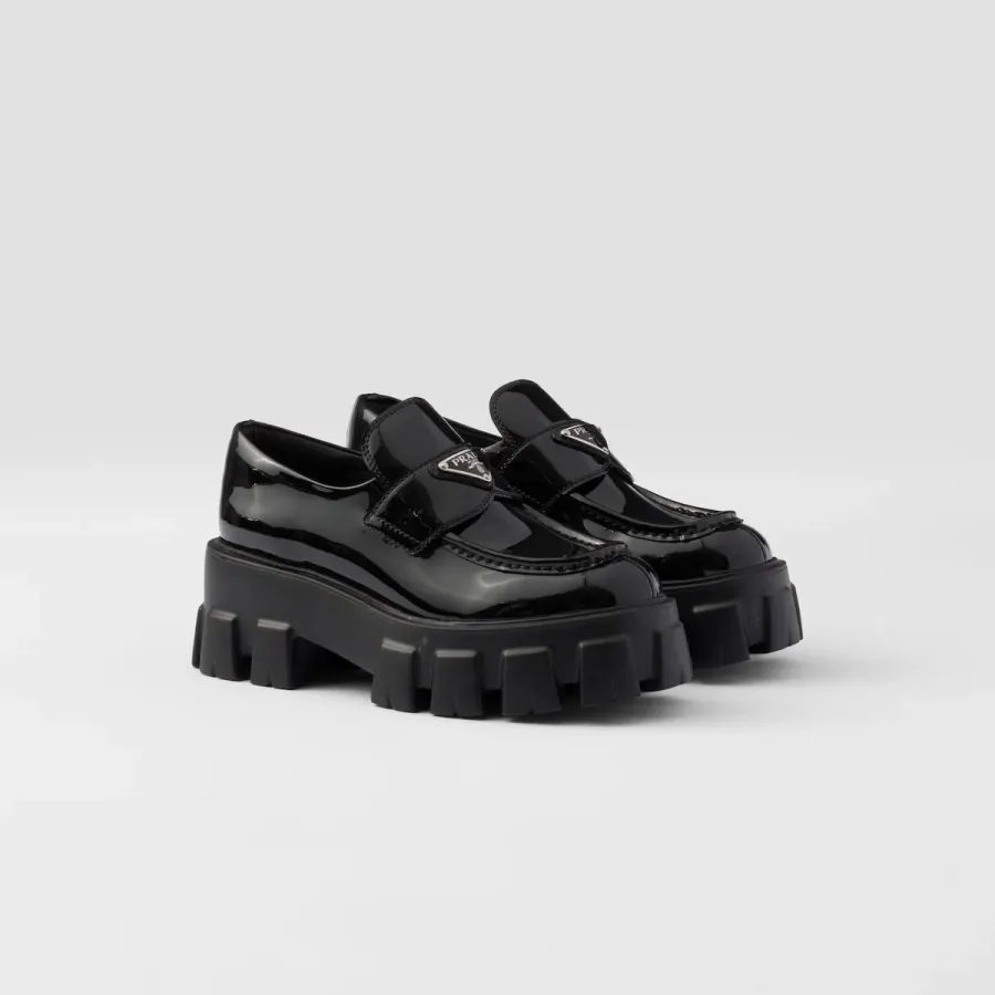 PRADA Black Monolith patent leather Loafers
