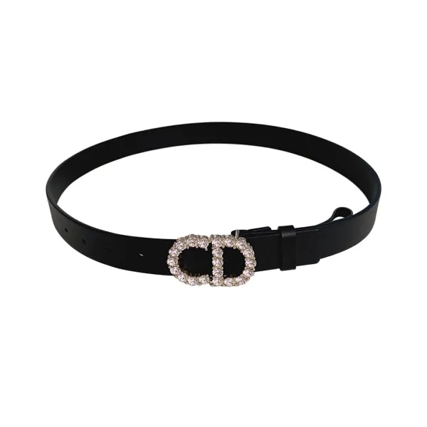 Dior Women' s 30 Montaigne Buckle With Crystals Belt In Black/Mustard/White/Blue Calfskin With Gold/Silver Hardware 30mm - Image 3