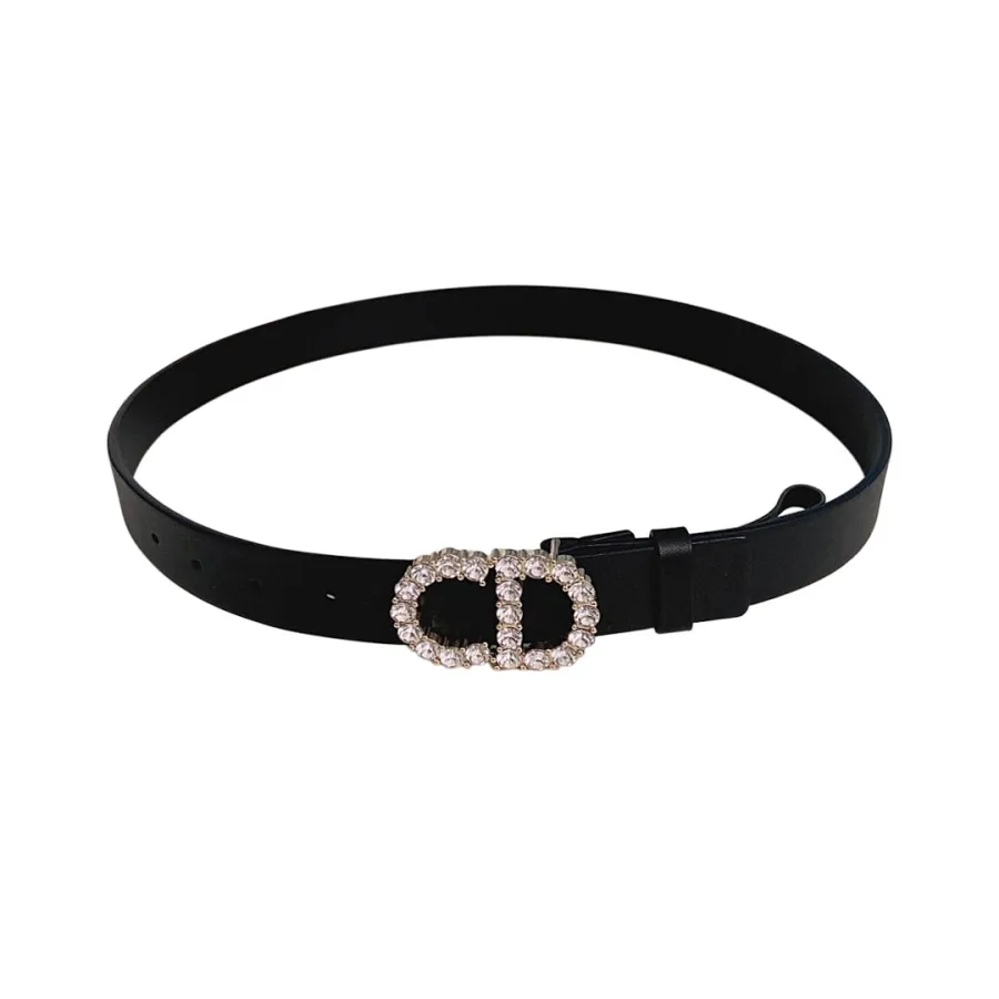 Dior Women' s 30 Montaigne Buckle With Crystals Belt In Black/Mustard/White/Blue Calfskin With Gold/Silver Hardware 30mm