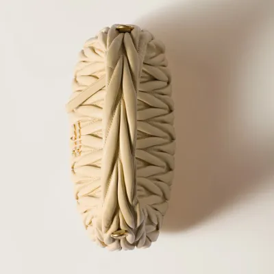 Miu Miu Wander Matelassé Quilted Lambskin Leather handbag Apricot Crossbody Bags