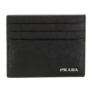 Prada Small Card Holder Nero Saffiano Lux Leather Incognito Hardware
