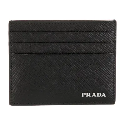 Prada Small Card Holder Nero Saffiano Lux Leather Incognito Hardware