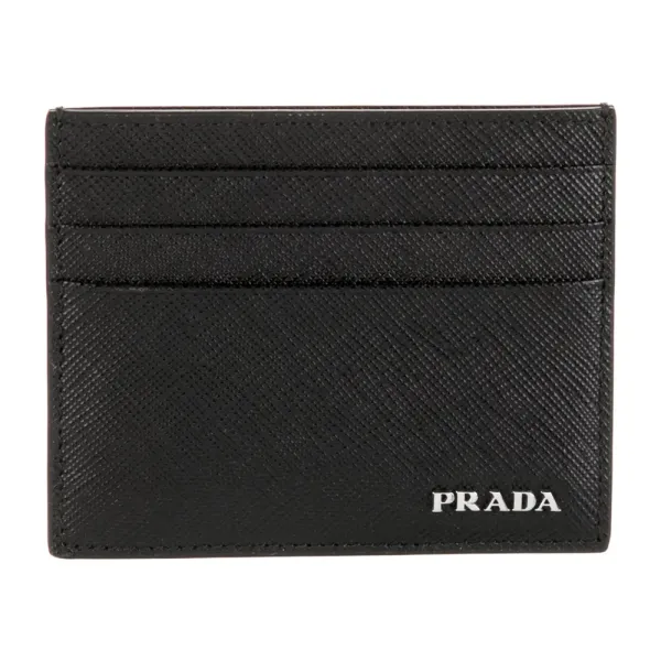 Prada Small Card Holder Nero Saffiano Lux Leather Incognito Hardware