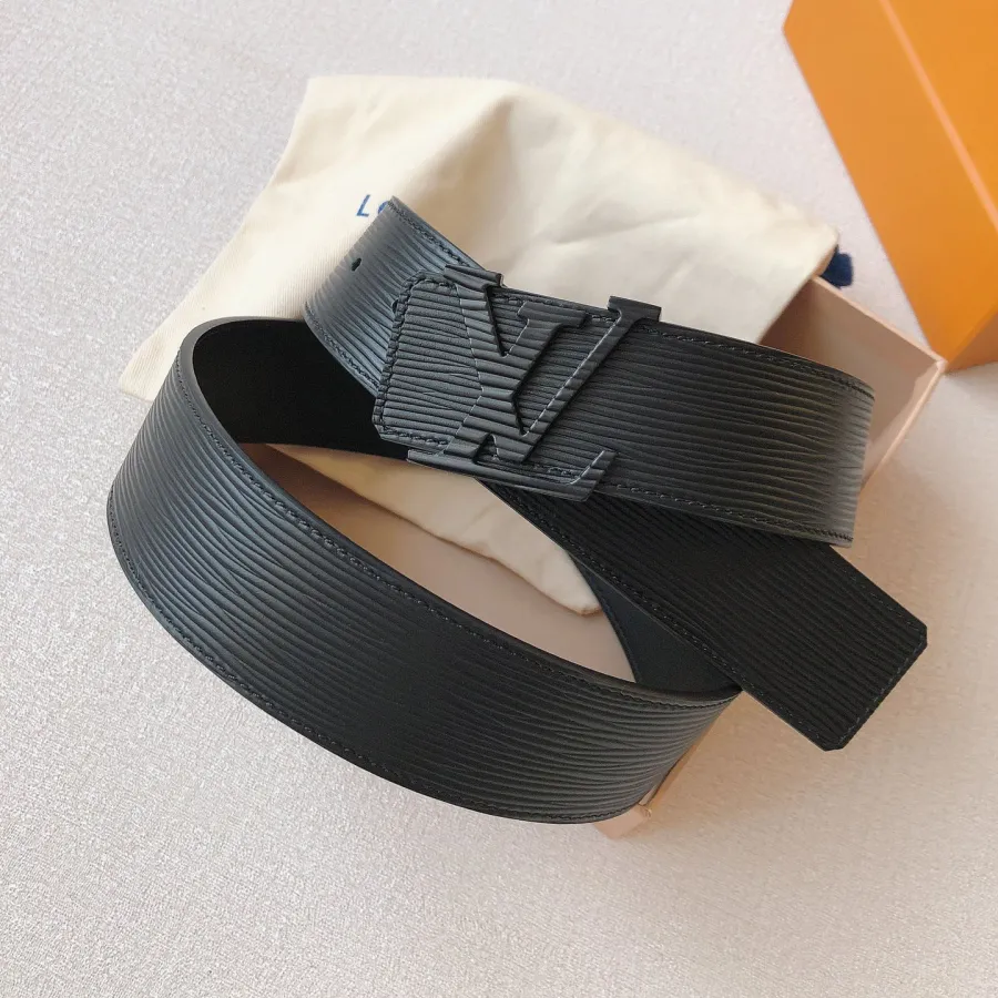 Louis Vuitton Men's Initiales Epi Belt In Black Calfskin With Black/Gold/Silver Hardware 40mm