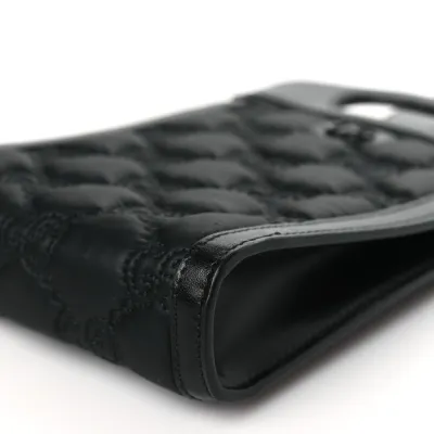 Gucci Mini Top Slip Handle Crossbody Bag Black Nylon & GG Enamel Calfskin Matelassé Leather Black Hardware