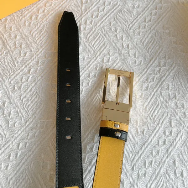 Fendi Men's FF Monster Eyes Reversible Belt In Black/Yellow/Red Smooth Calfskin With Gold Hardware 35mm - Image 2