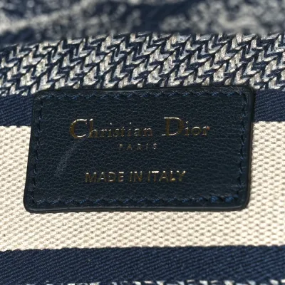 Dior Medium Toile De Jouy Lady D-Lite Blue Embroidered Canvas Gold Hardware