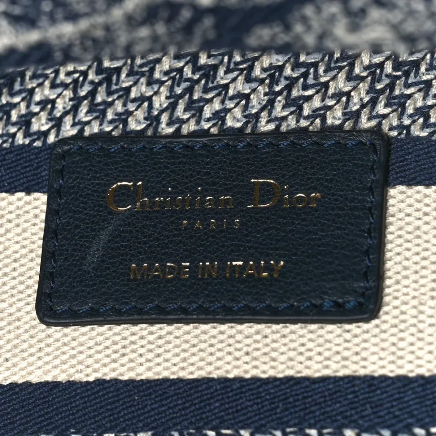 Dior Medium Toile De Jouy Lady D-Lite Blue Embroidered Canvas Gold Hardware