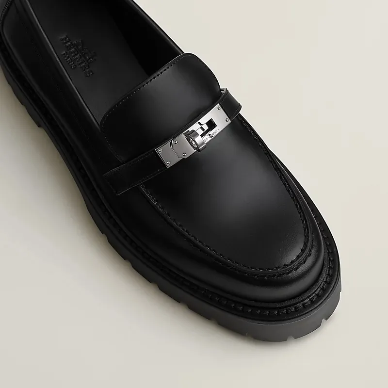 HERMES Icone Black Loafers