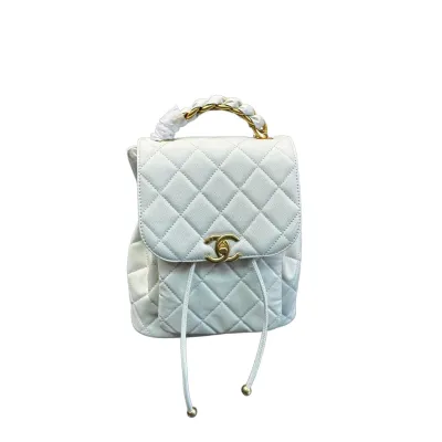 Chanel Black / White / Red / Apricot color Quilted Lambskin Leather Backpacks