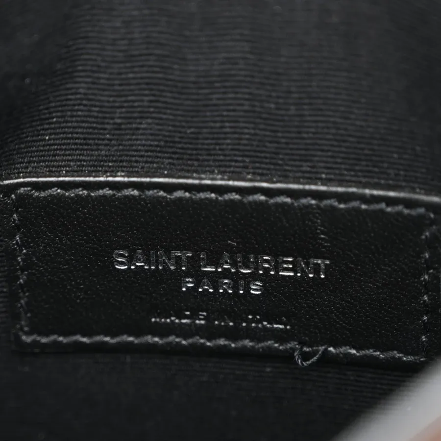 Saint Laurent Small Uptown Pouch Black Embossed Monogram Calfskin & Crocodile Leather Silver Hardware