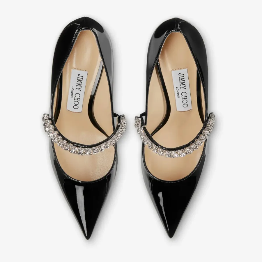 JIMMY CHOO Crystal decorated black patent leather heels