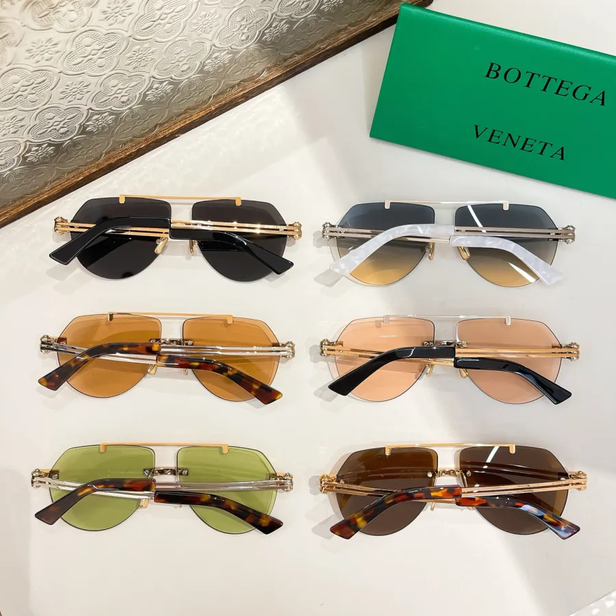 Bottega Veneta Pilot glasses blue/lime green/black/apricot/tawny/leopard brown color Size 51口23-140