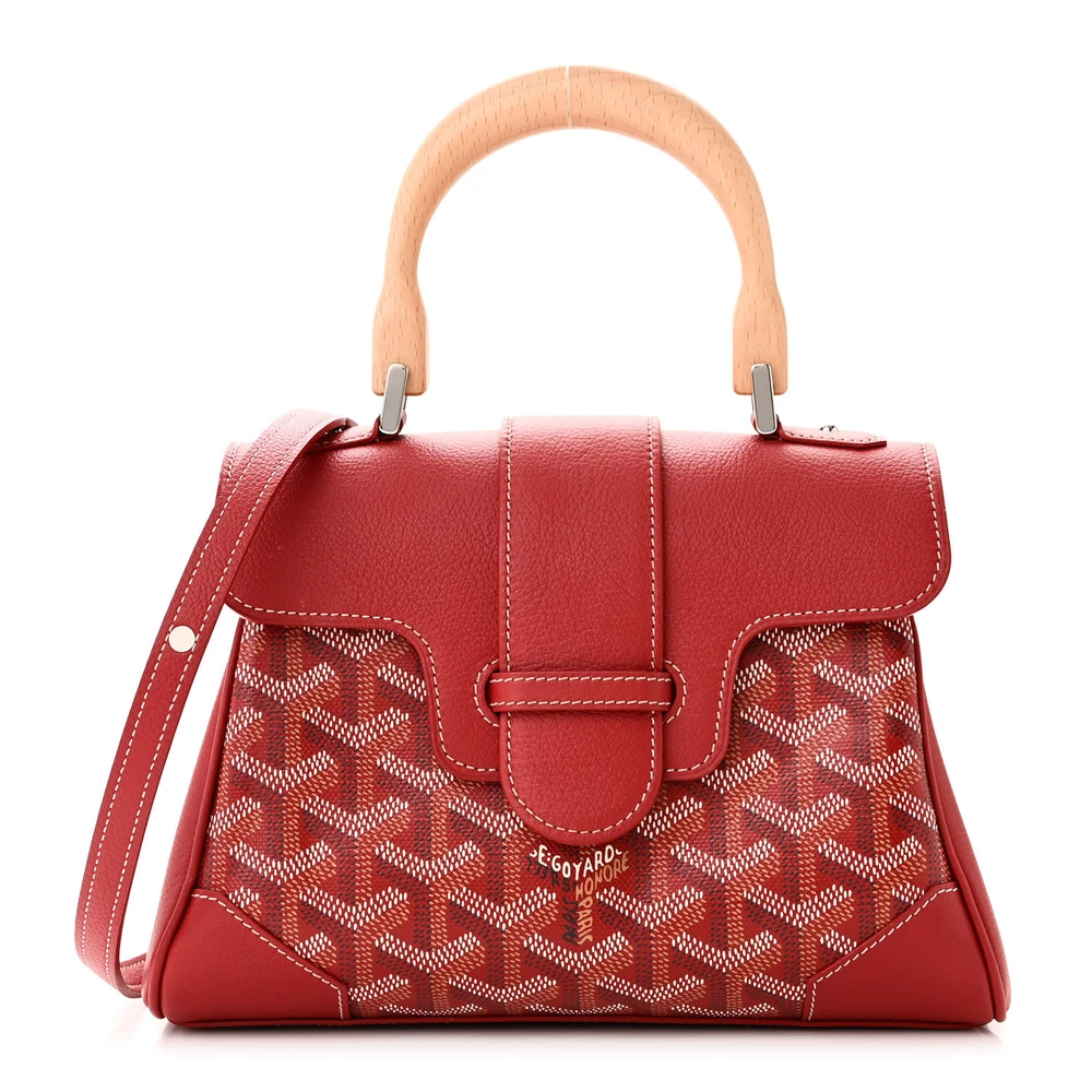Bolsa Saigon Mini Goyard Vermelha em Canvas Goyardine com Hardware Prateado