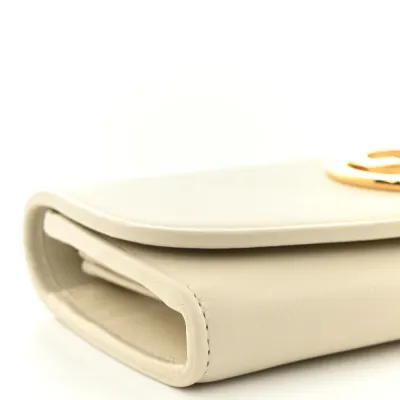 Gucci Small Roxy Blondie Continental Chain Wallet Mystic White Calfskin Leather Gold Hardware