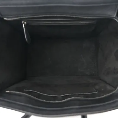 Celine Mini Luggage Bag Black Drummed Calfskin Leather Gold Hardware