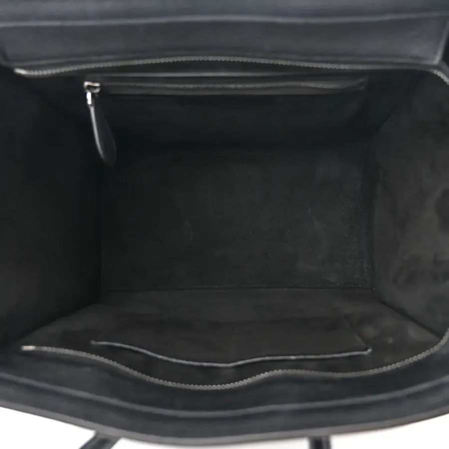 Celine Mini Luggage Bag Black Drummed Calfskin Leather Gold Hardware