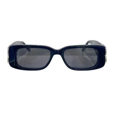 Balenciaga square frame glasses black silver/white color with diamonds Size 51口18-130