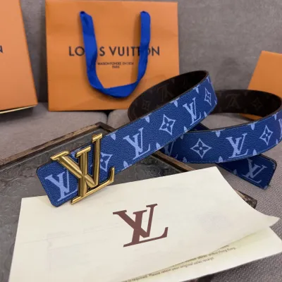 Louis Vuitton Men's Line Reversible Belt In Grey/Pink/Black/Blue/White/Green Monogram Canvas With Gold/Silver Hardware 40mm
