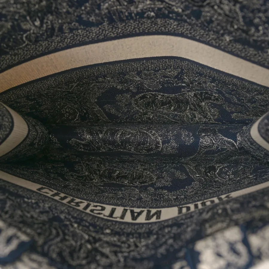 Dior Large Toile De Jouy Dioriviera Book Tote Blue Reverse Embroidered Canvas