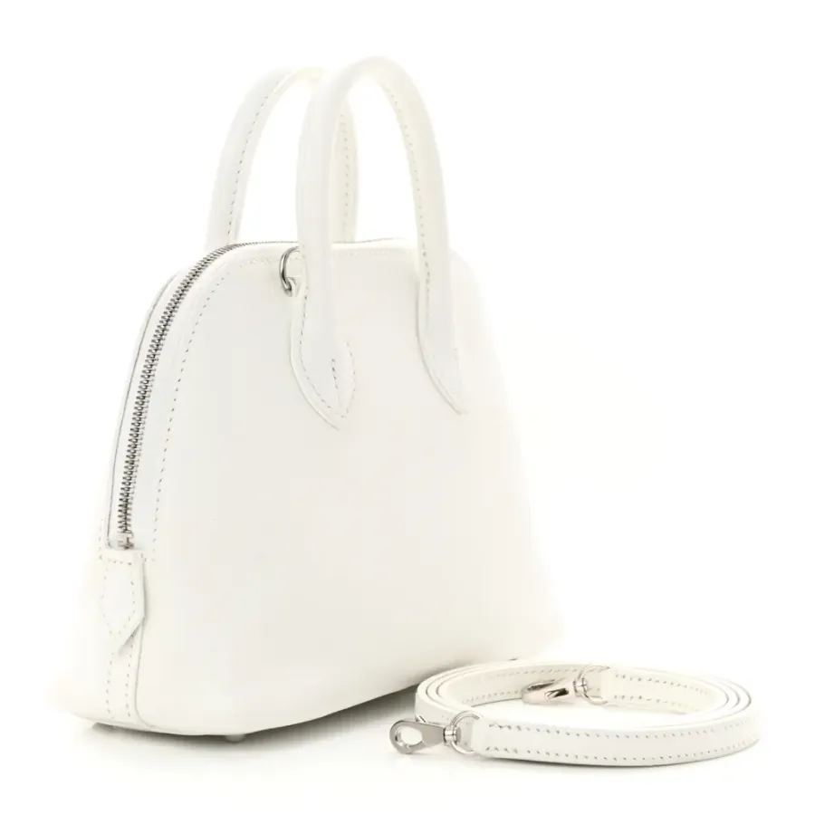 Hermès Mini 1923 Bolide White Evercolor Leather Silver Hardware