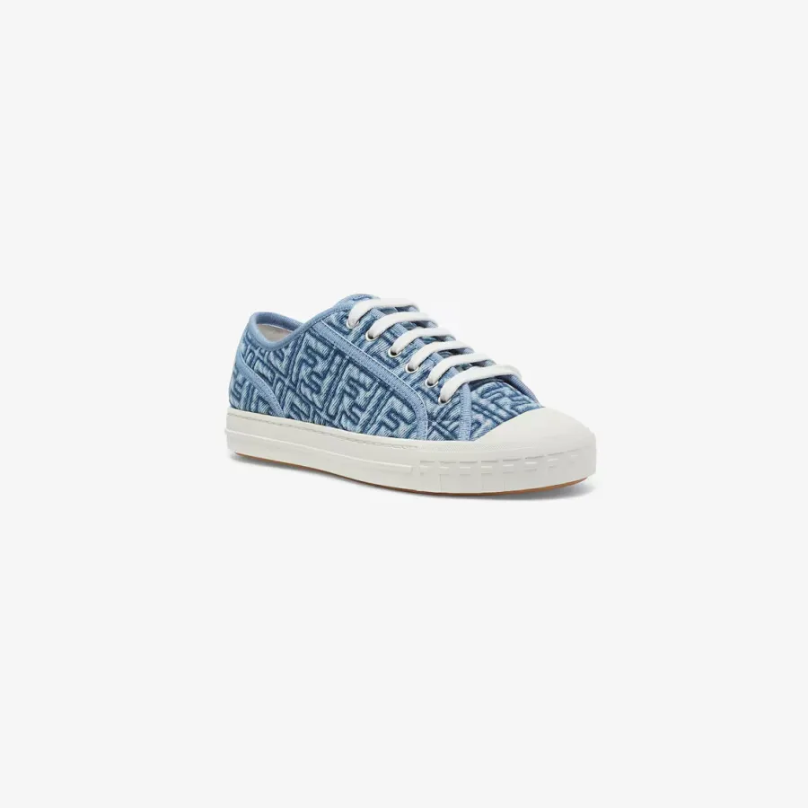 FENDI Blue denim low-top shoes