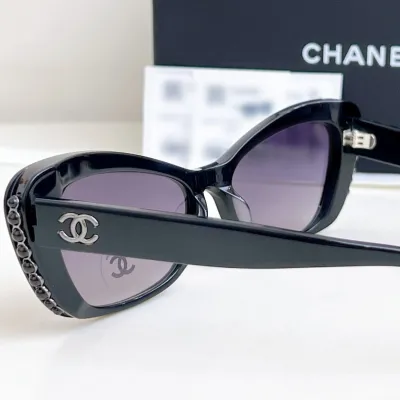 CHANEL glasses black silver color size 56口16-140