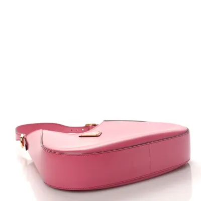 Prada Medium Shoulder Bag Black/Pink Box Calfskin Leather Gold Hardware