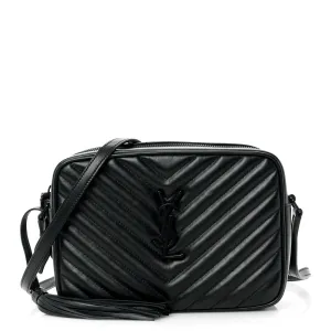 Saint Laurent Medium Lou Camera Bag Black Monogram Calfskin Matelasse Leather Black Hardware